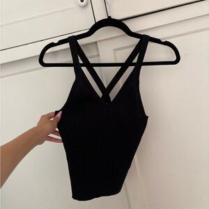 Black Ribbed Women's Top